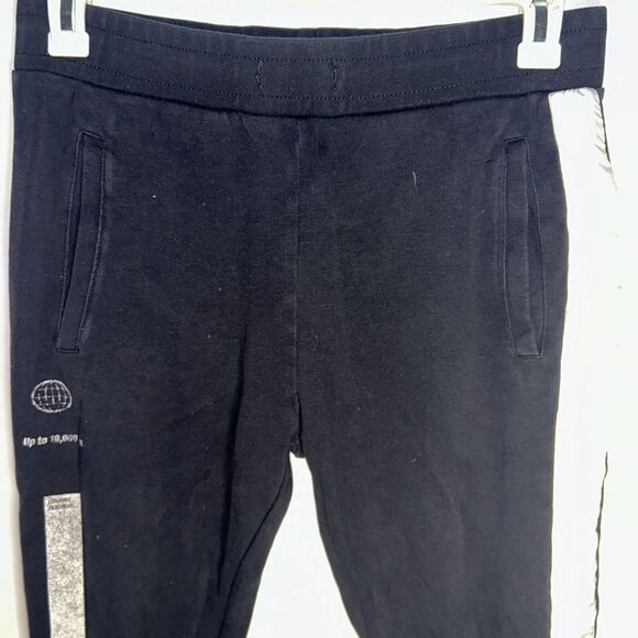 Zara Black Side Stripe Jogger Pants Size Large black-and-white stretchy - Picture 2 of 6